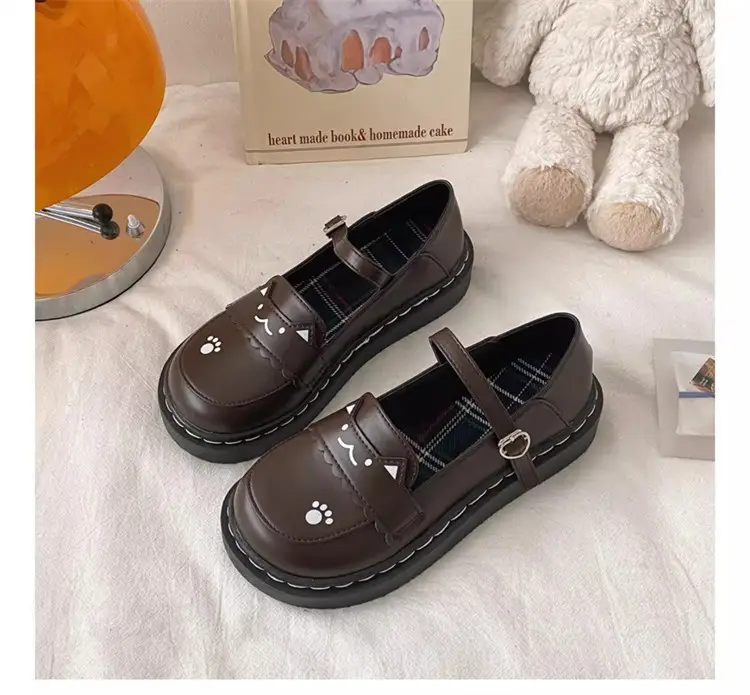 Women British Style Platform Leather Loafers Black 2024 — feature 21