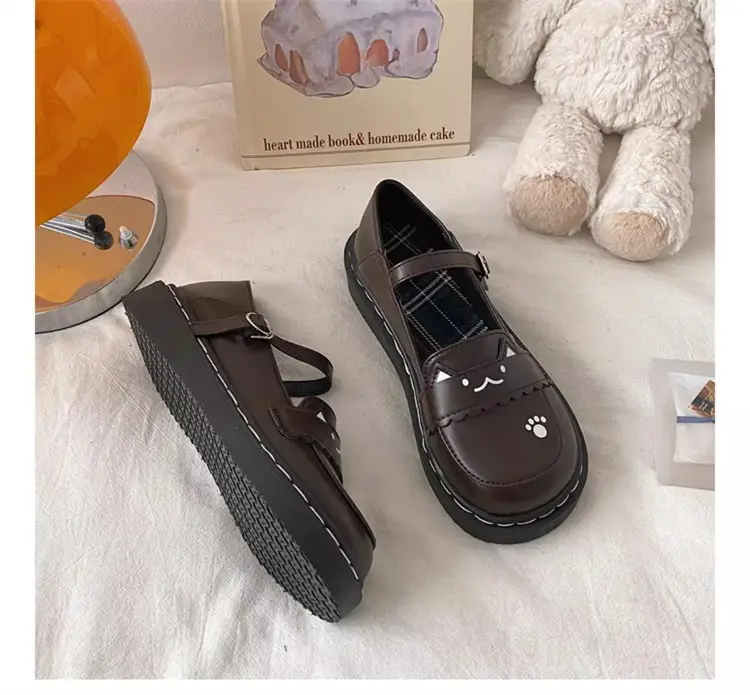 Women British Style Platform Leather Loafers Black 2024 — feature 22