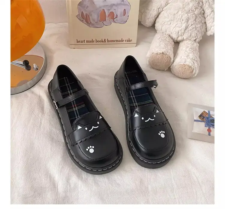 Women British Style Platform Leather Loafers Black 2024 — feature 23