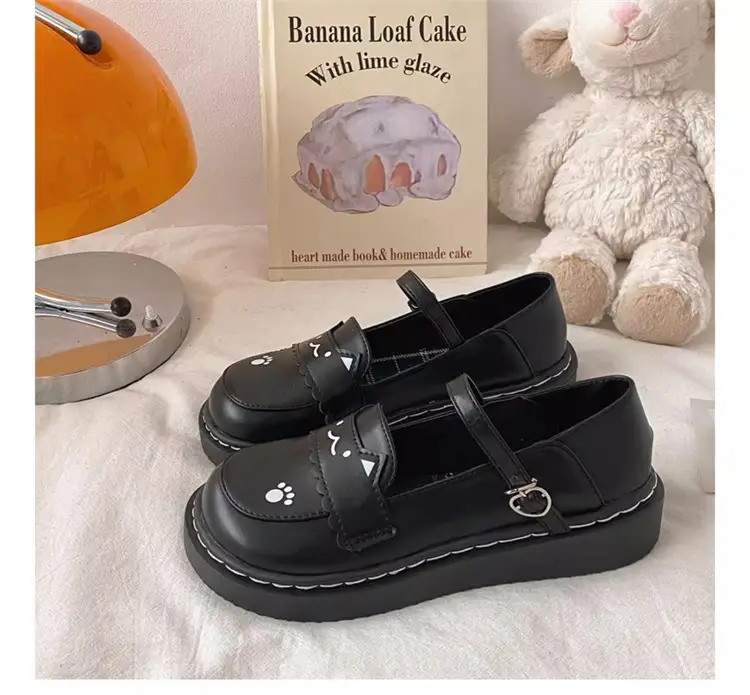 Women British Style Platform Leather Loafers Black 2024 — feature 24