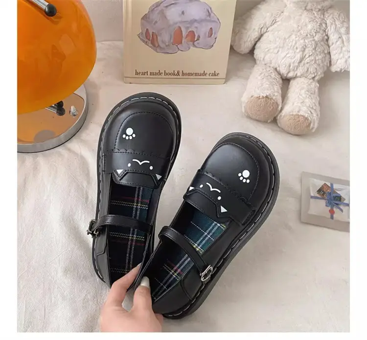 Women British Style Platform Leather Loafers Black 2024 — feature 25