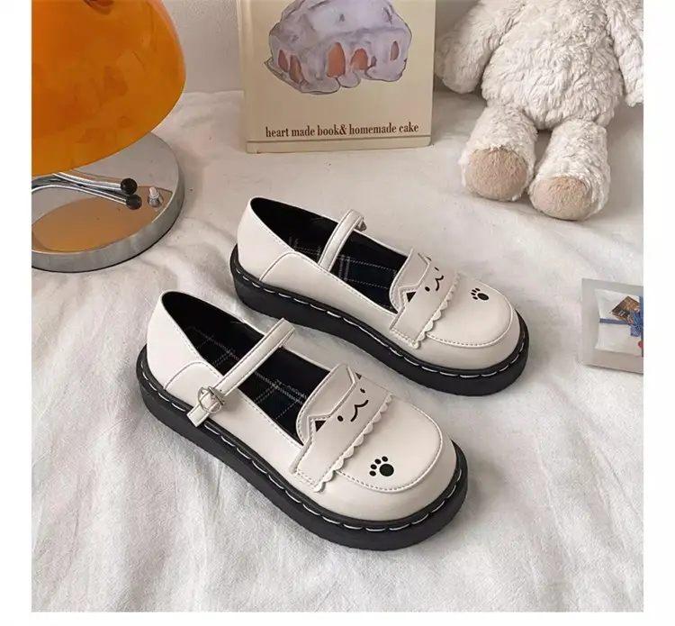 Women British Style Platform Leather Loafers Black 2024 — feature 26