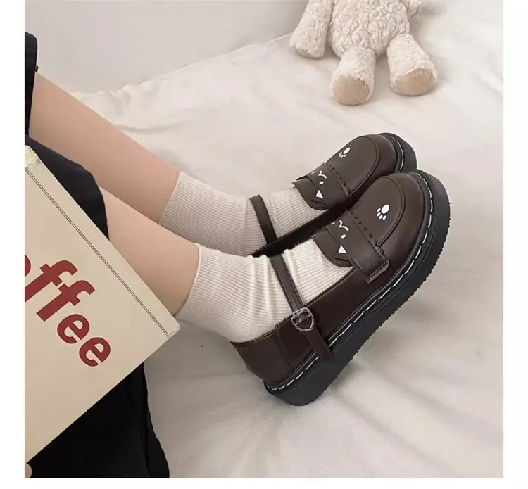 Women British Style Platform Leather Loafers Black 2024 — feature 4