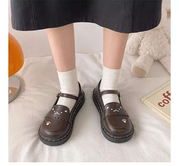 Women British Style Platform Leather Loafers Black 2024 — feature 6