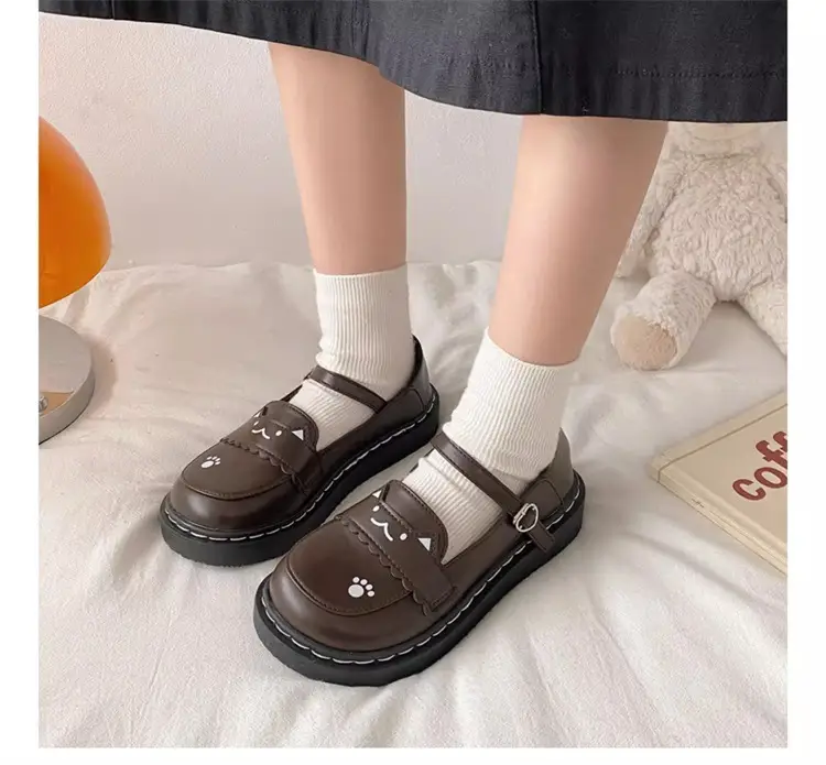 Women British Style Platform Leather Loafers Black 2024 — feature 7