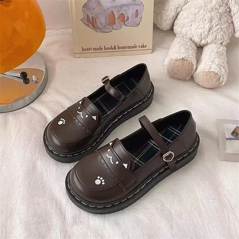 Women British Style Platform Leather Loafers Black 2024 - Image 2