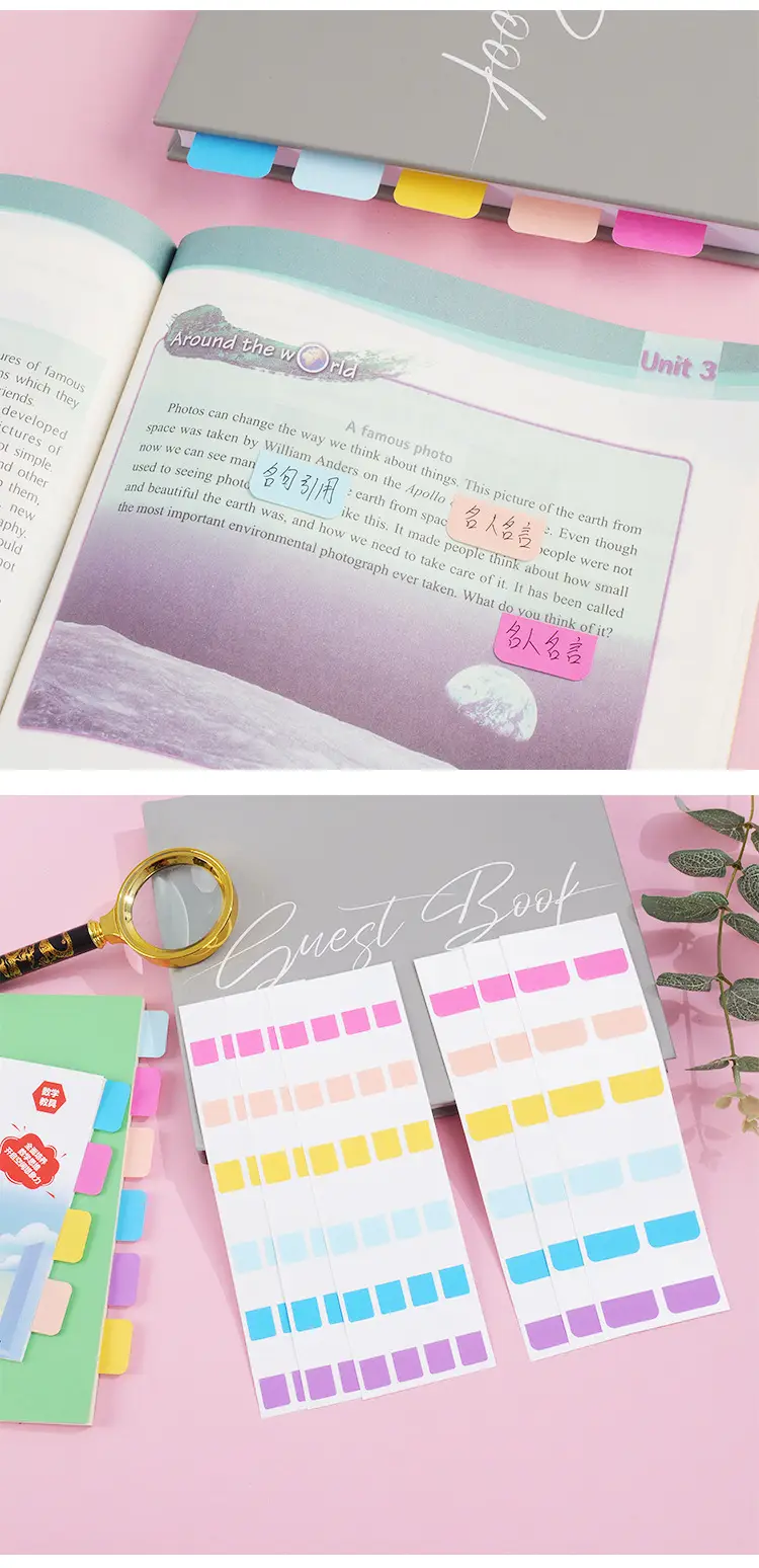 Morandi Color Index Paste Can be Written by Students with Notes Internet Red Post-it Paste Small Sticks Transparent Guide Paste — feature 7