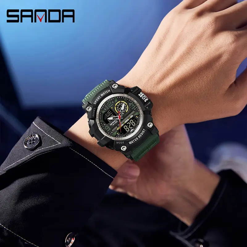 Sanda Black Red Sport Watch with Water Resistant Design - Image 35