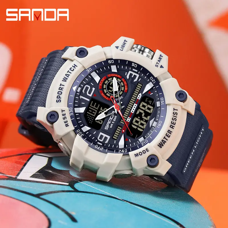 Sanda Black Red Sport Watch with Water Resistant Design - Image 36