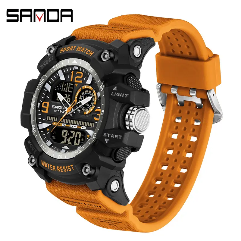 Sanda Black Red Sport Watch with Water Resistant Design - Image 6