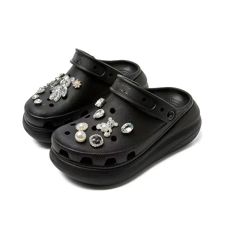 Cross Cave Shoes Puff Thick-soled Cave Shoes Women's Outwear Smelly Foot-free Cave Shoes eva Anti-odor Women's High-height Shoes - Image 2