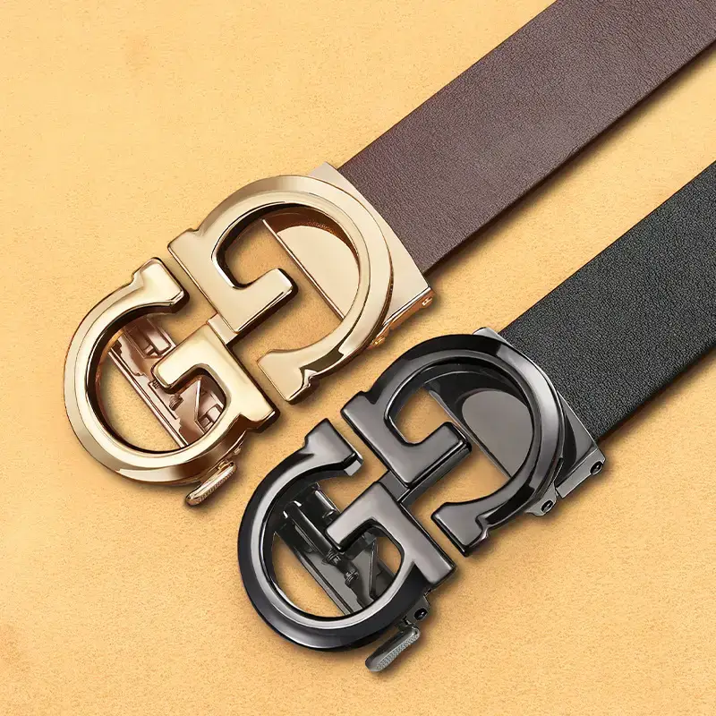 Retro Gold GG Buckle Belt for Men Brown - Image 4