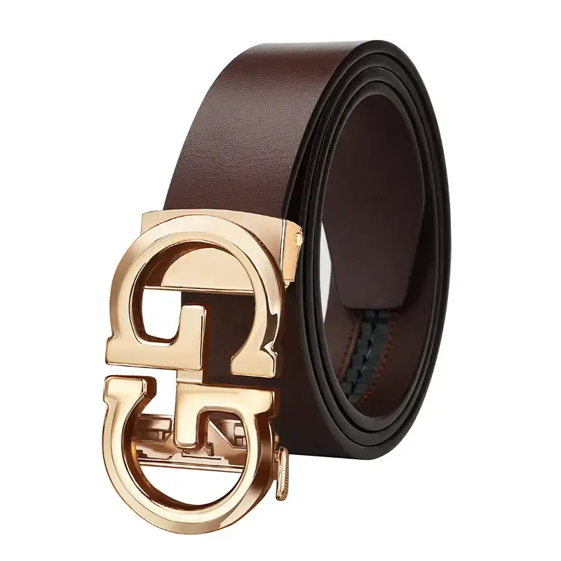 Retro Gold GG Buckle Belt for Men Brown - Image 7
