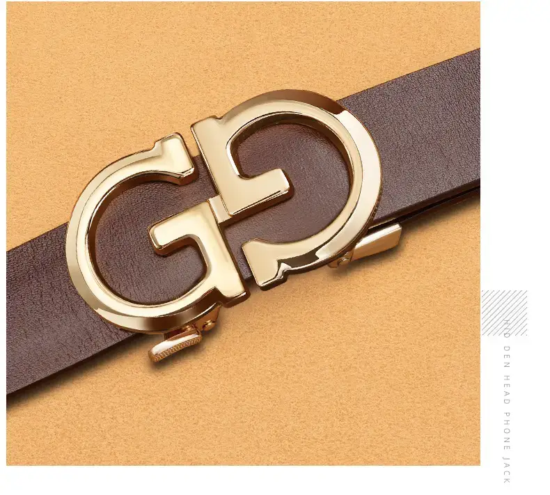 Retro Gold GG Buckle Belt for Men Brown — feature 16