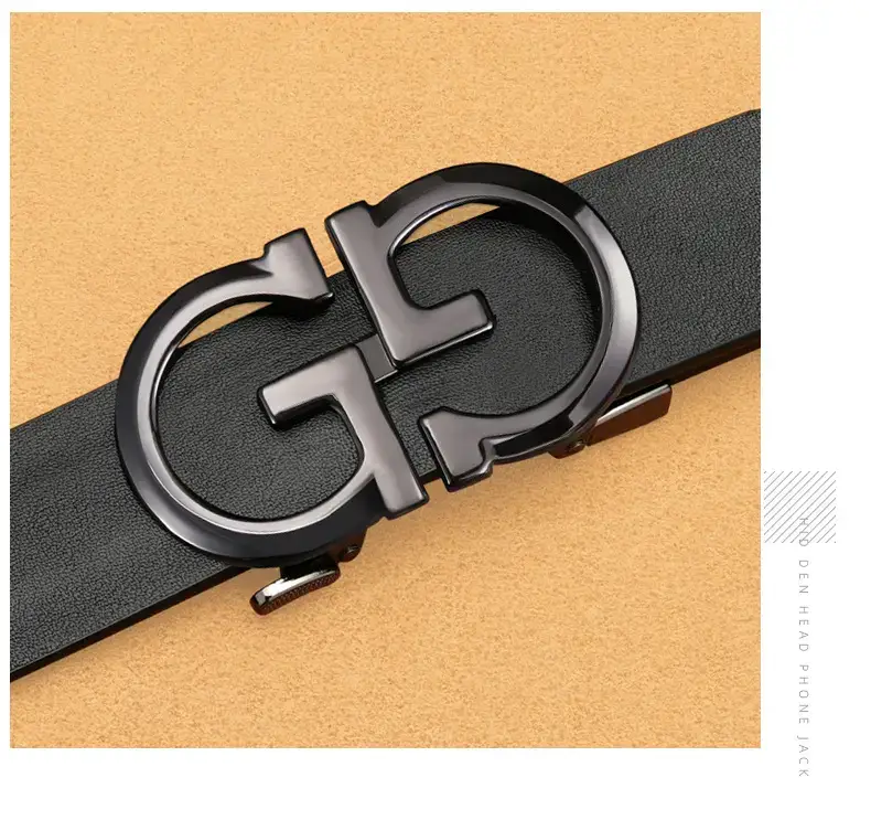Retro Gold GG Buckle Belt for Men Brown — feature 19