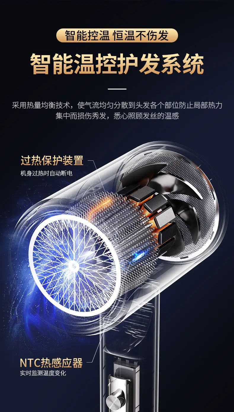 High Power Hair Dryer with Hot & Cold Air, Silver, 10W — feature 14
