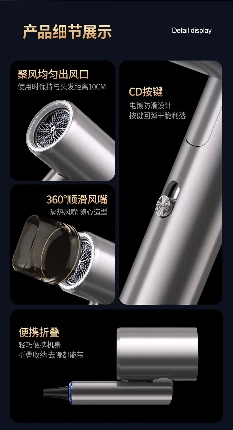 High Power Hair Dryer with Hot & Cold Air, Silver, 10W — feature 20