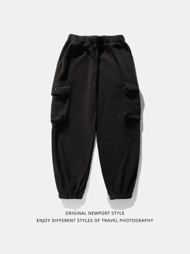 Hanlu Men's Polar Fleece Jogger Pants Cream 2024 - Image 6