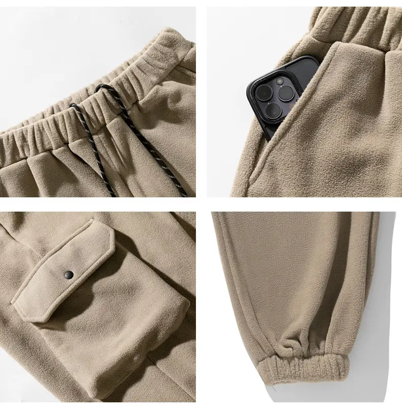 Hanlu Men's Polar Fleece Jogger Pants Cream 2024 — feature 8
