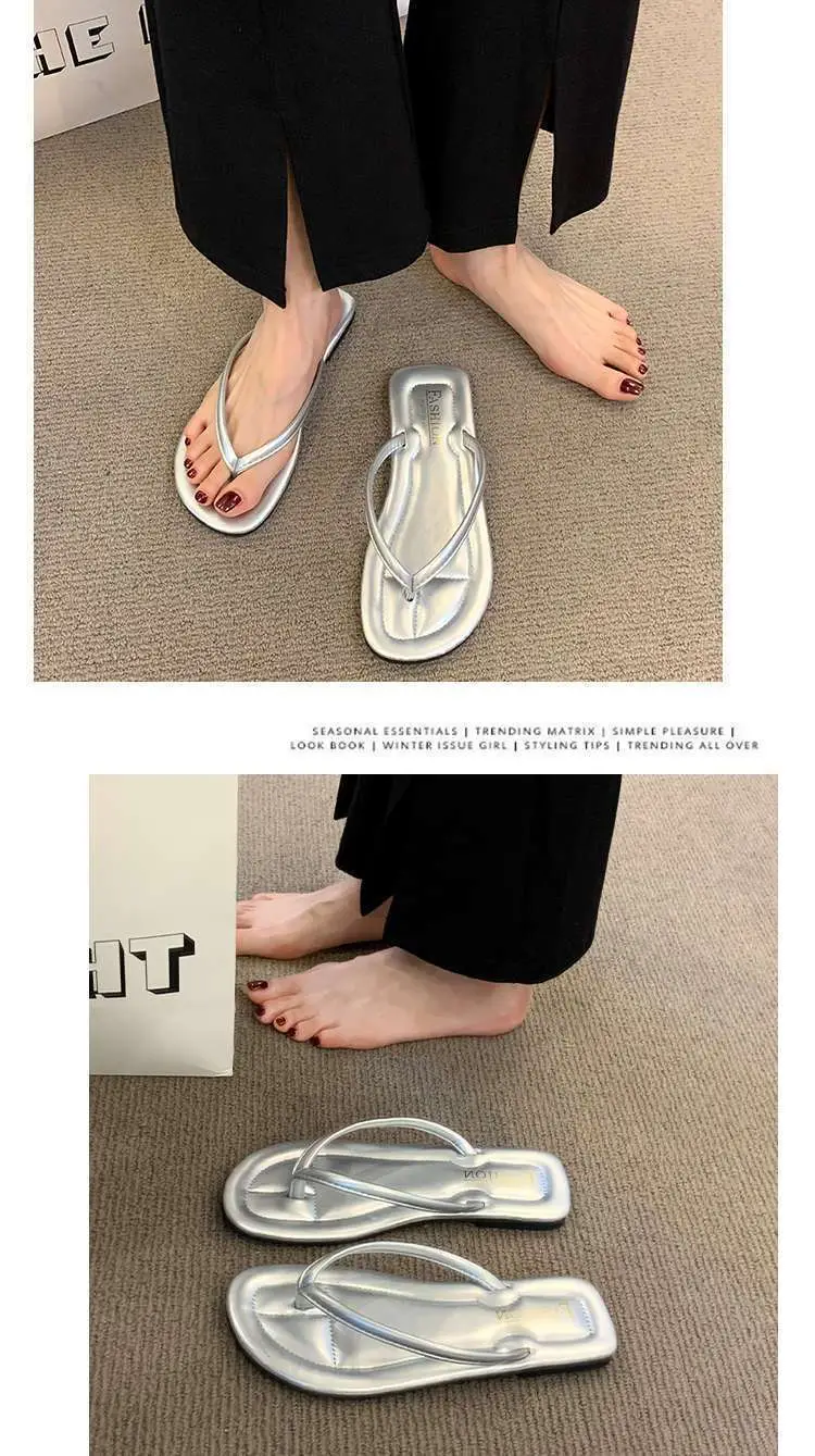 2024 Women's Flip-Flops for Summer, Durable Outdoor Sandals, Flat Toe-Post Beach Shoes, Non-Slip, Comfortable Flat Sole — feature 10