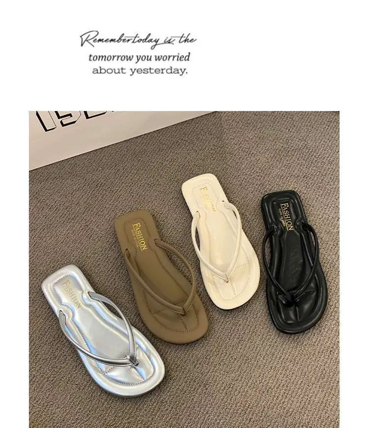 2024 Women's Flip-Flops for Summer, Durable Outdoor Sandals, Flat Toe-Post Beach Shoes, Non-Slip, Comfortable Flat Sole — feature 19