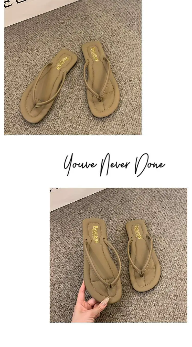 2024 Women's Flip-Flops for Summer, Durable Outdoor Sandals, Flat Toe-Post Beach Shoes, Non-Slip, Comfortable Flat Sole — feature 22