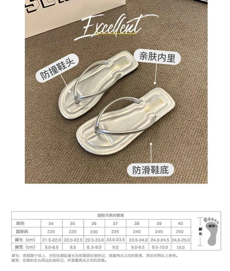 2024 Women's Flip-Flops for Summer, Durable Outdoor Sandals, Flat Toe-Post Beach Shoes, Non-Slip, Comfortable Flat Sole — feature 3