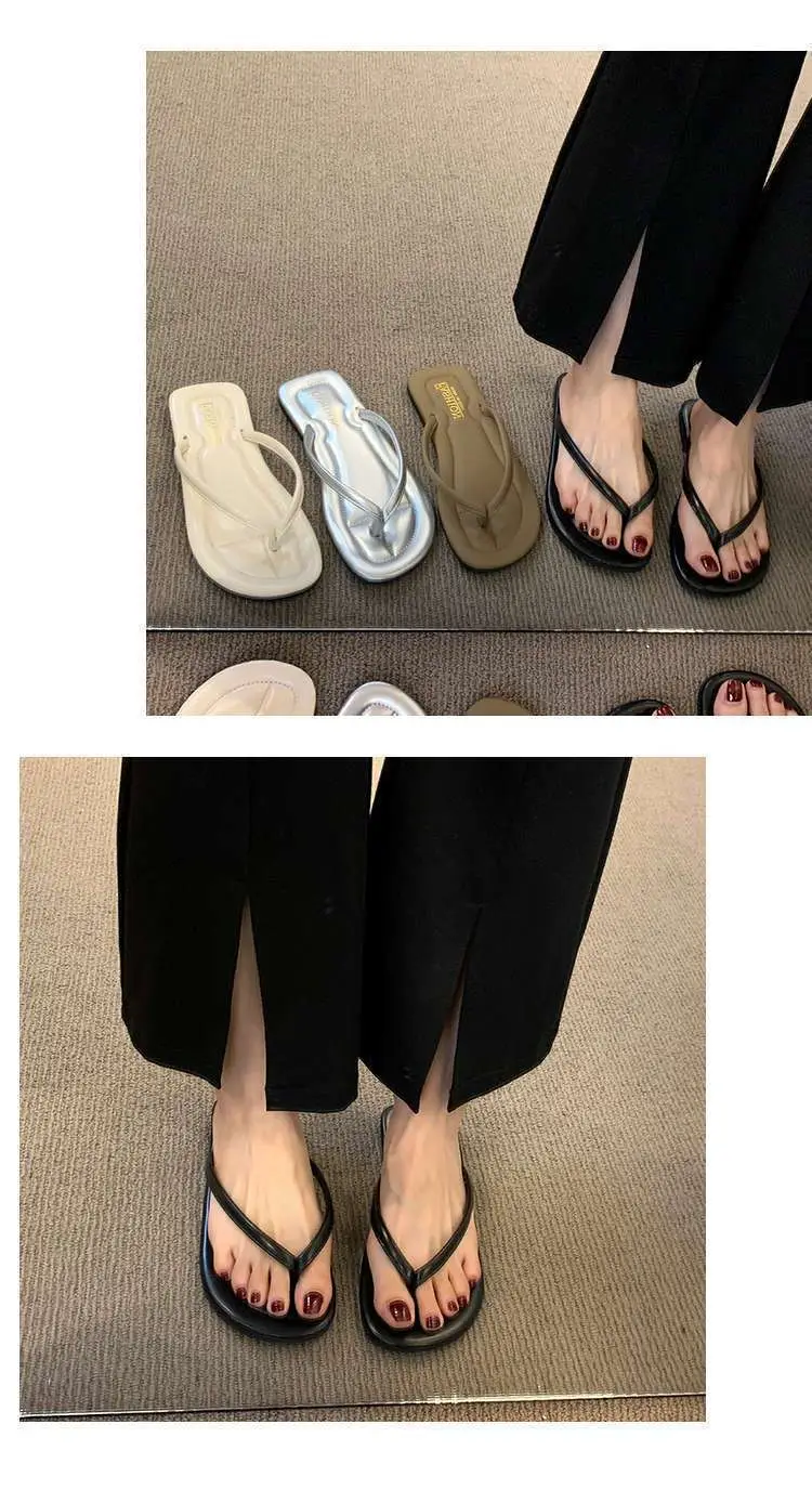 2024 Women's Flip-Flops for Summer, Durable Outdoor Sandals, Flat Toe-Post Beach Shoes, Non-Slip, Comfortable Flat Sole — feature 9