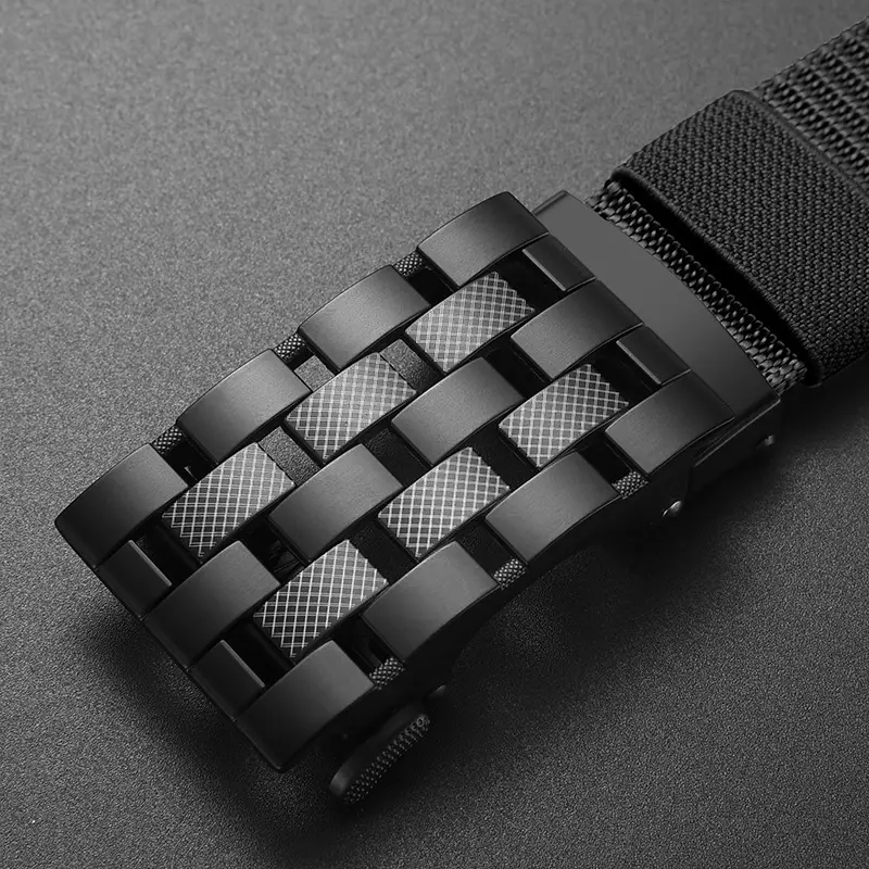 Men's Black Metal Buckle Belt No-Punch Military Style - Image 8