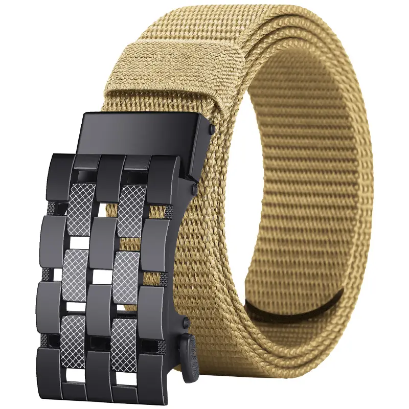 Men's Black Metal Buckle Belt No-Punch Military Style - Image 11