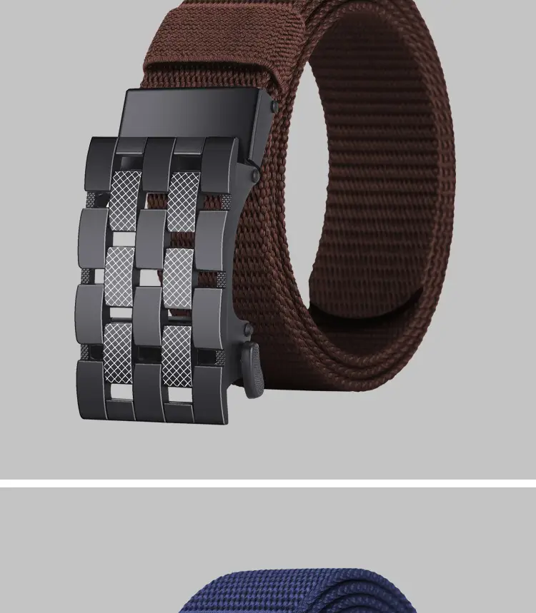 Men's Black Metal Buckle Belt No-Punch Military Style — feature 19