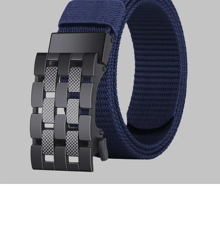 Men's Black Metal Buckle Belt No-Punch Military Style — feature 20