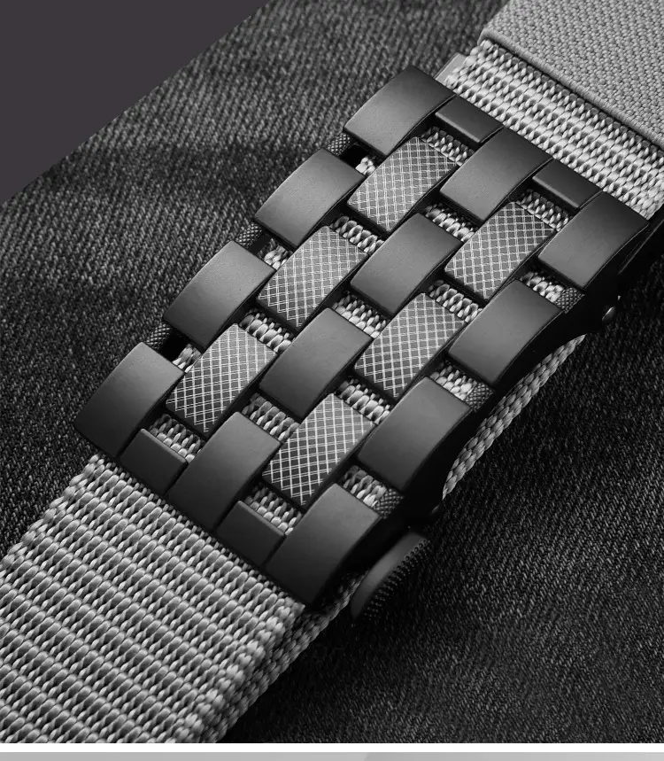 Men's Black Metal Buckle Belt No-Punch Military Style — feature 3