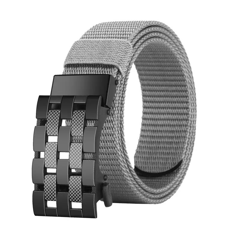 Men's Black Metal Buckle Belt No-Punch Military Style - Image 2
