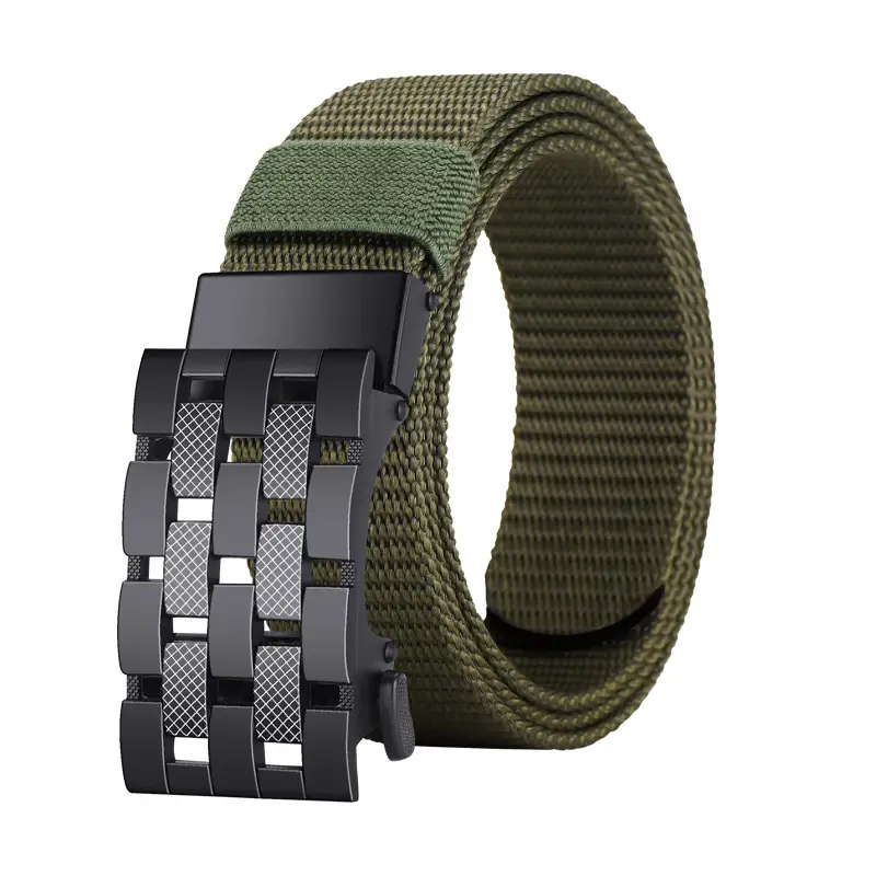 Men's Black Metal Buckle Belt No-Punch Military Style - Image 3