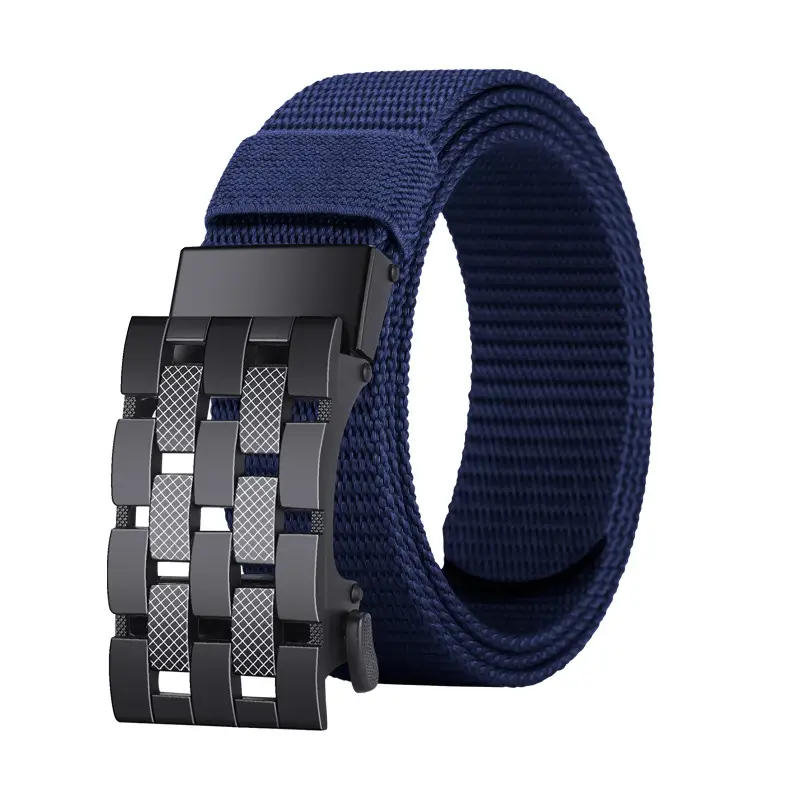 Men's Black Metal Buckle Belt No-Punch Military Style - Image 4