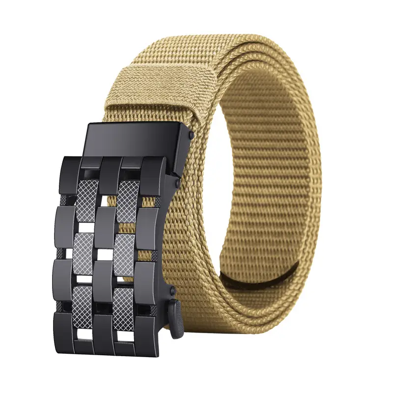 Men's Black Metal Buckle Belt No-Punch Military Style - Image 5