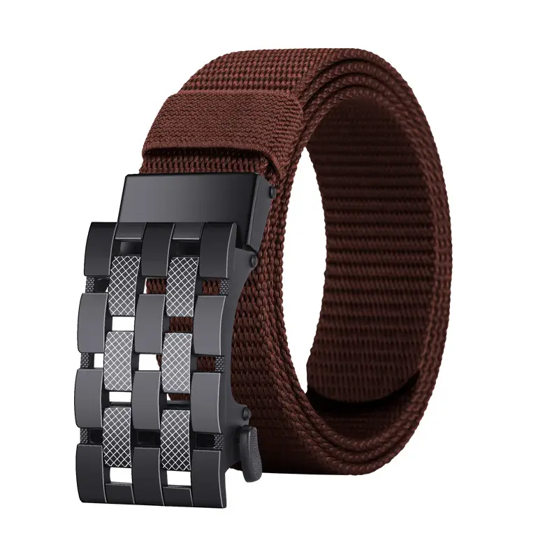Men's Black Metal Buckle Belt No-Punch Military Style - Image 6