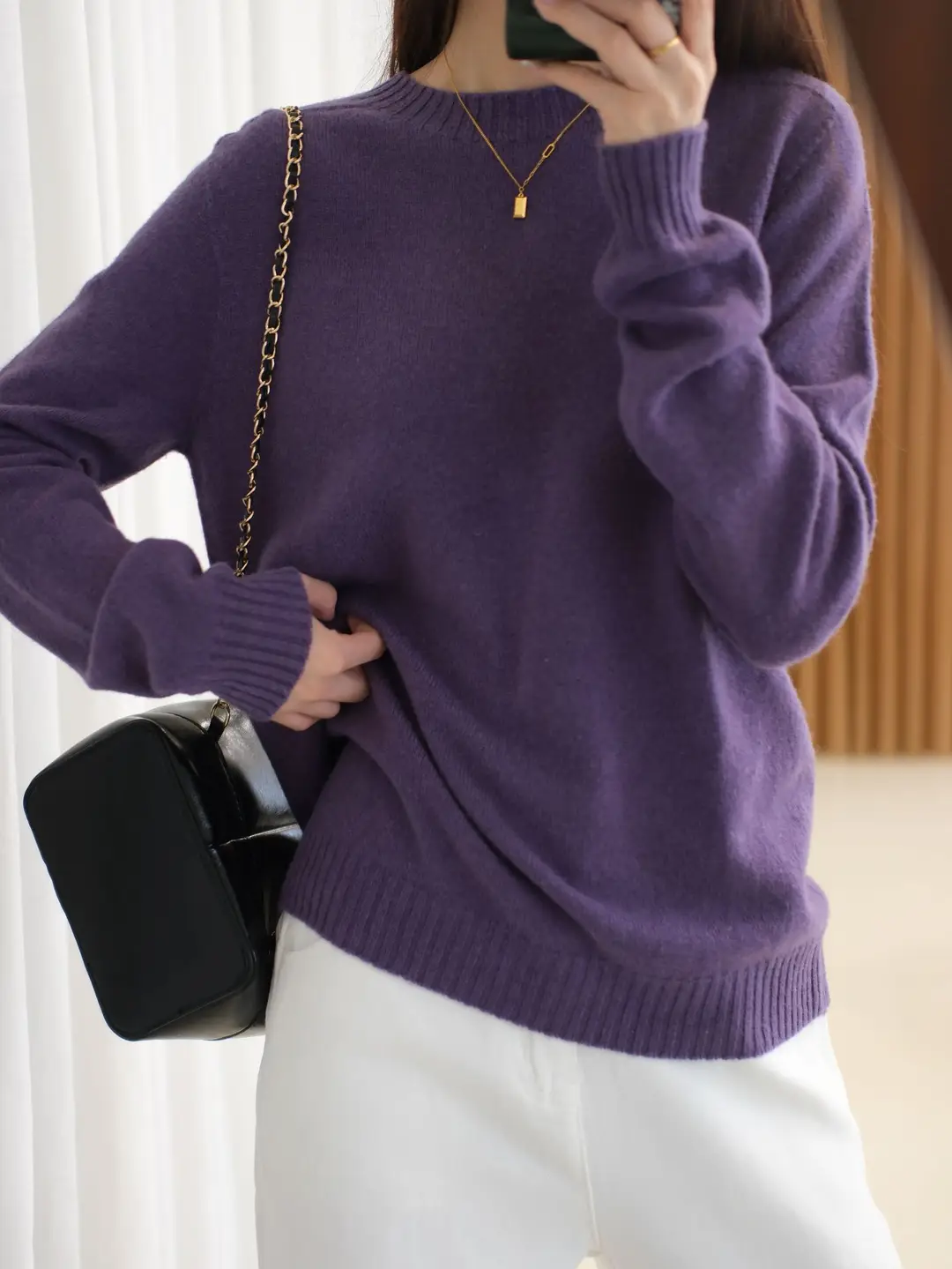 100% Pure Wool Soft Sweater for Women, Autumn and Winter Thick Loose Pullover, Lazy Style Base Knit Top, Export — feature 40
