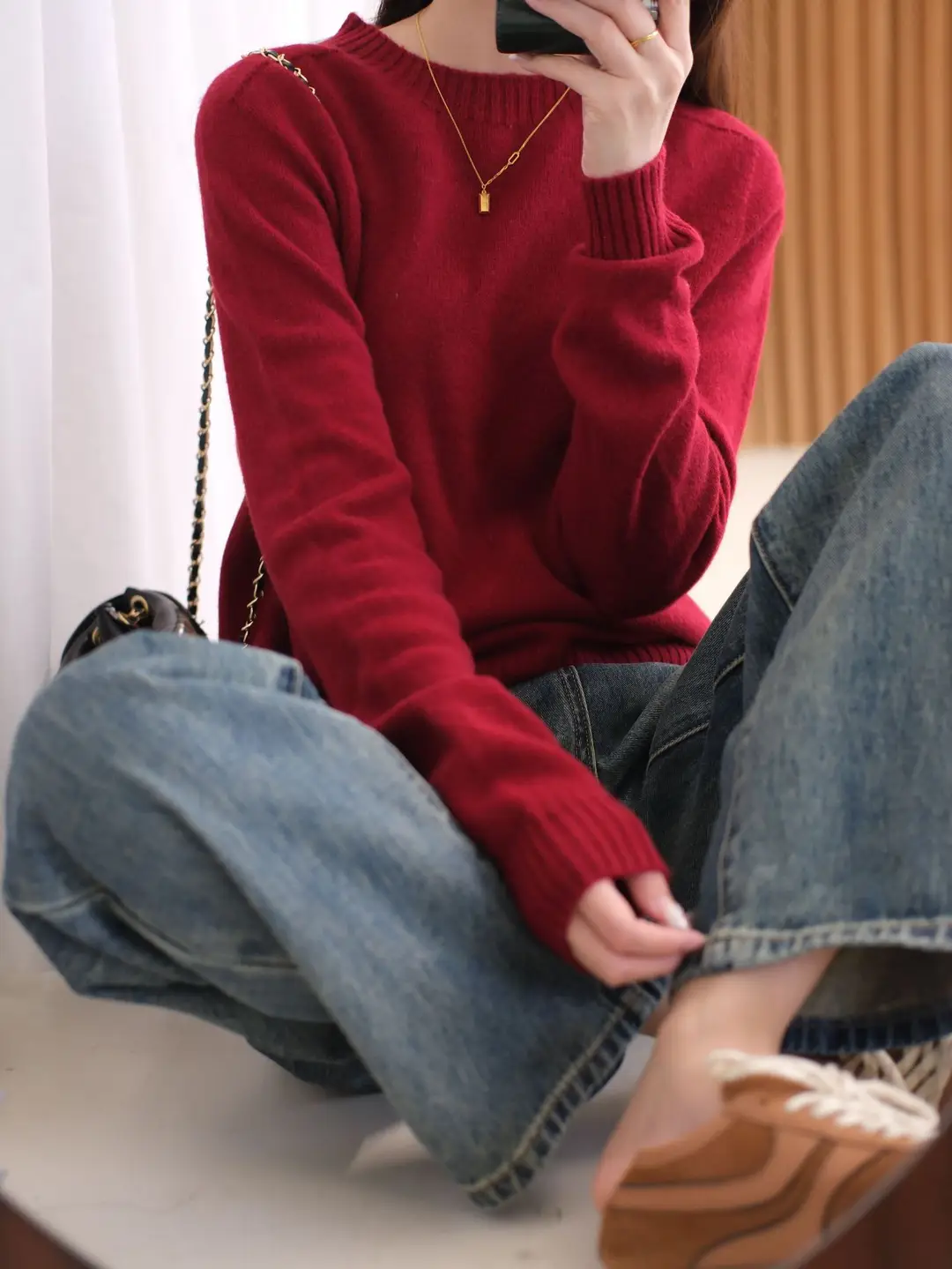 100% Pure Wool Soft Sweater for Women, Autumn and Winter Thick Loose Pullover, Lazy Style Base Knit Top, Export — feature 42