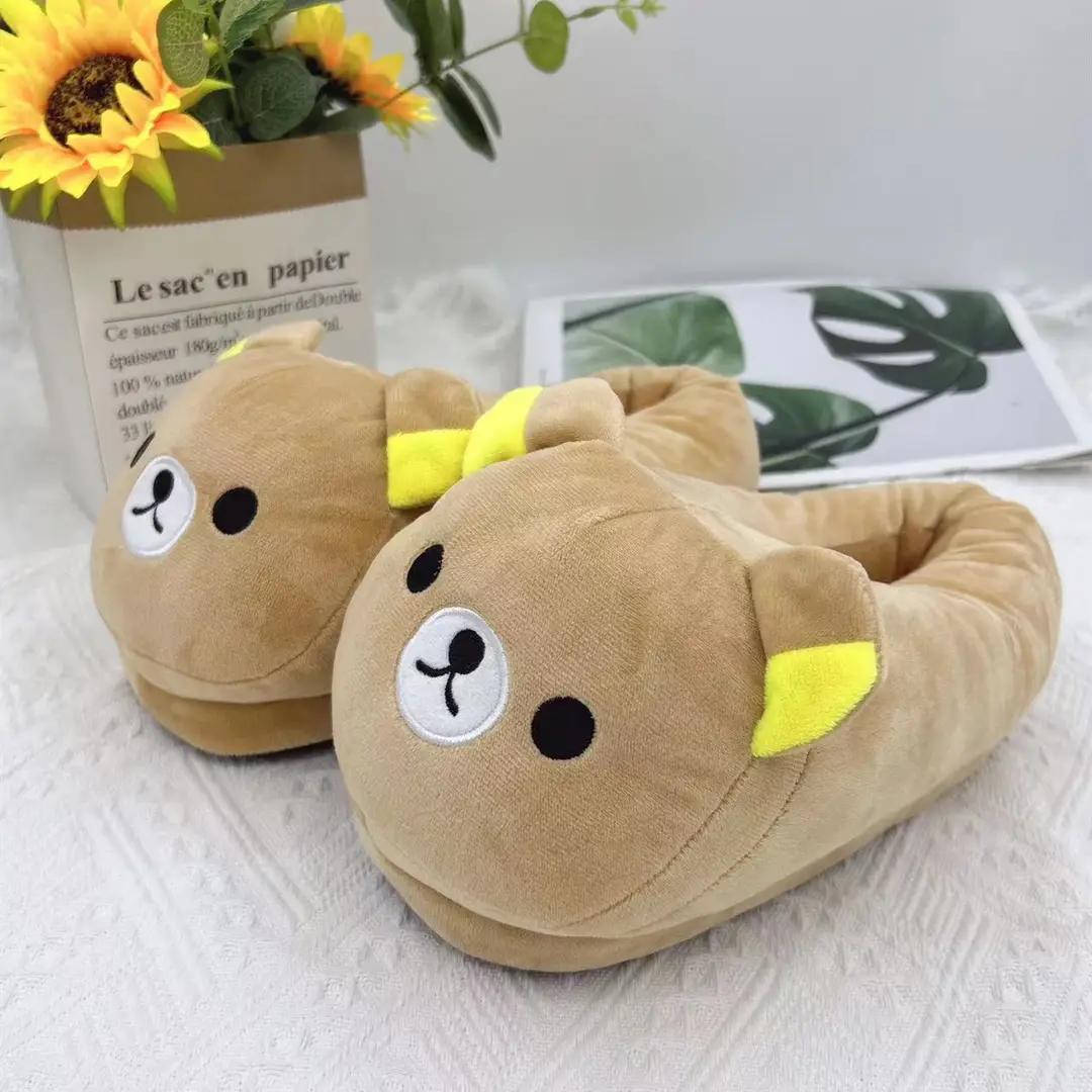 Autumn and winter cross-border cartoon plush slippers indoor couples cotton slippers home warm autumn and winter cotton shoes wholesale