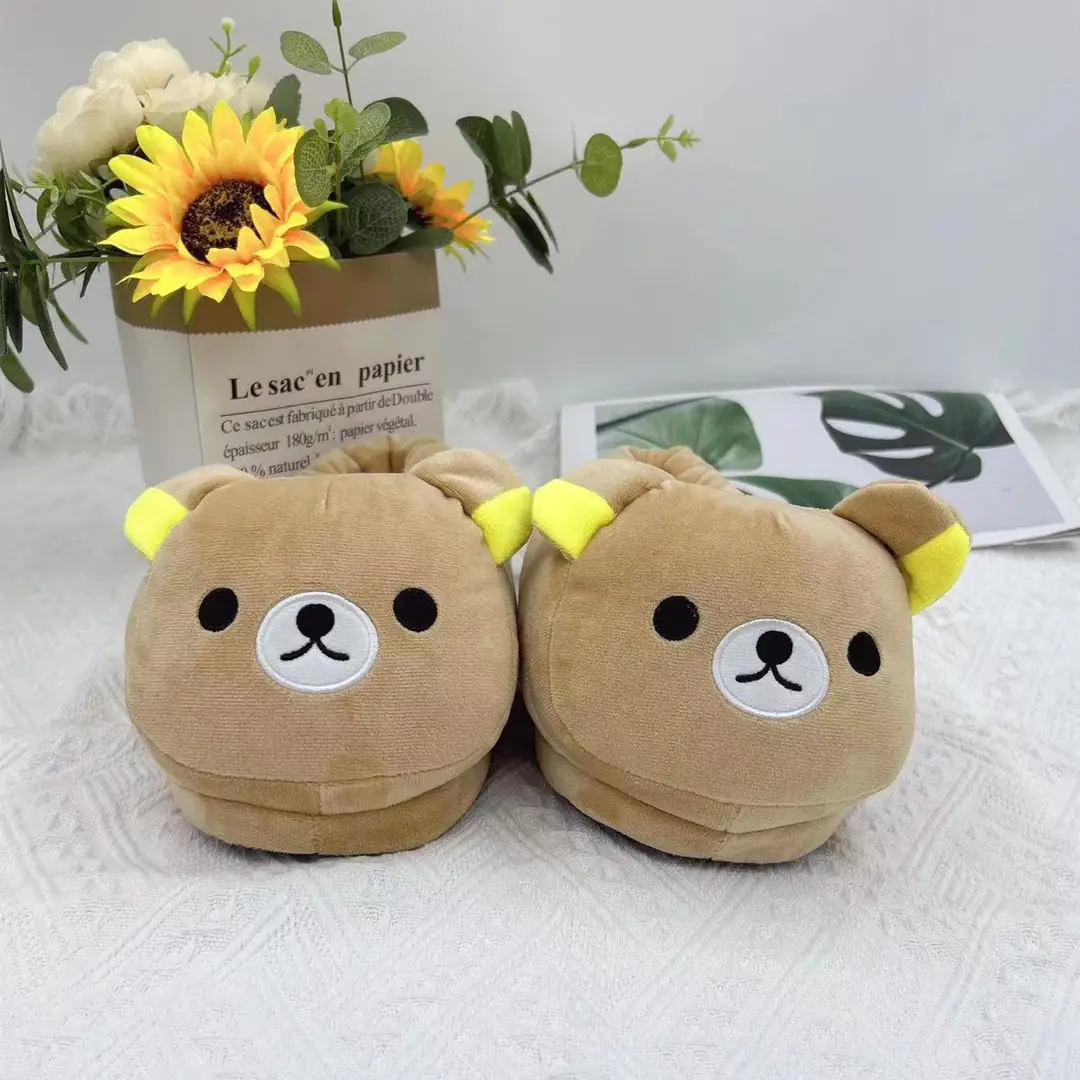 Autumn and winter cross-border cartoon plush slippers indoor couples cotton slippers home warm autumn and winter cotton shoes wholesale