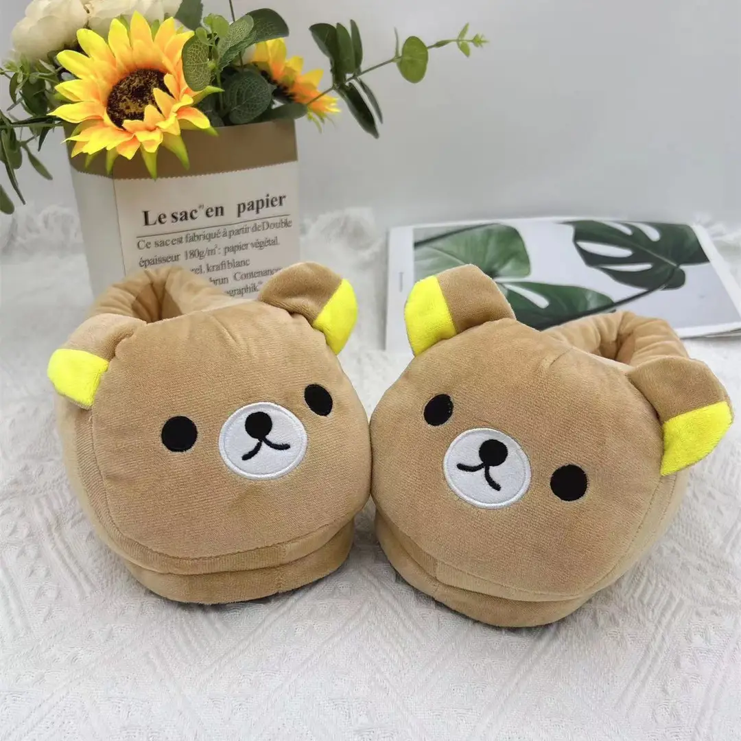 Autumn and winter cross-border cartoon plush slippers indoor couples cotton slippers home warm autumn and winter cotton shoes wholesale — feature 4