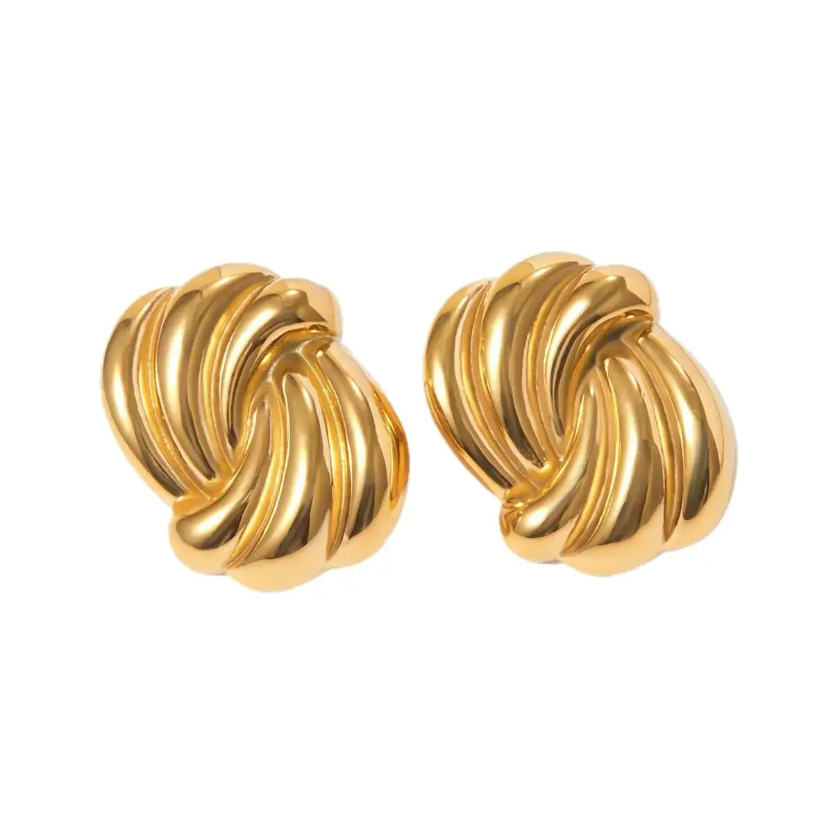 18k Gold Wave Strip Earrings 2.6cm 3.0cm
