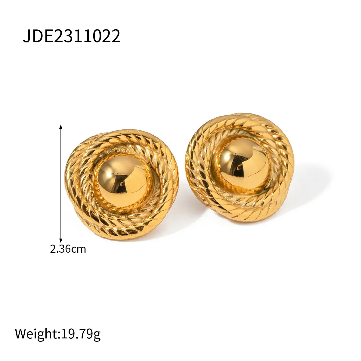 18k Gold Wave Strip Earrings 2.6cm 3.0cm