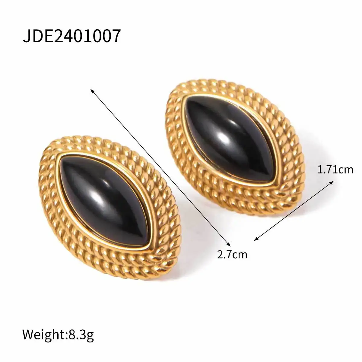 18k Gold Wave Strip Earrings 2.6cm 3.0cm