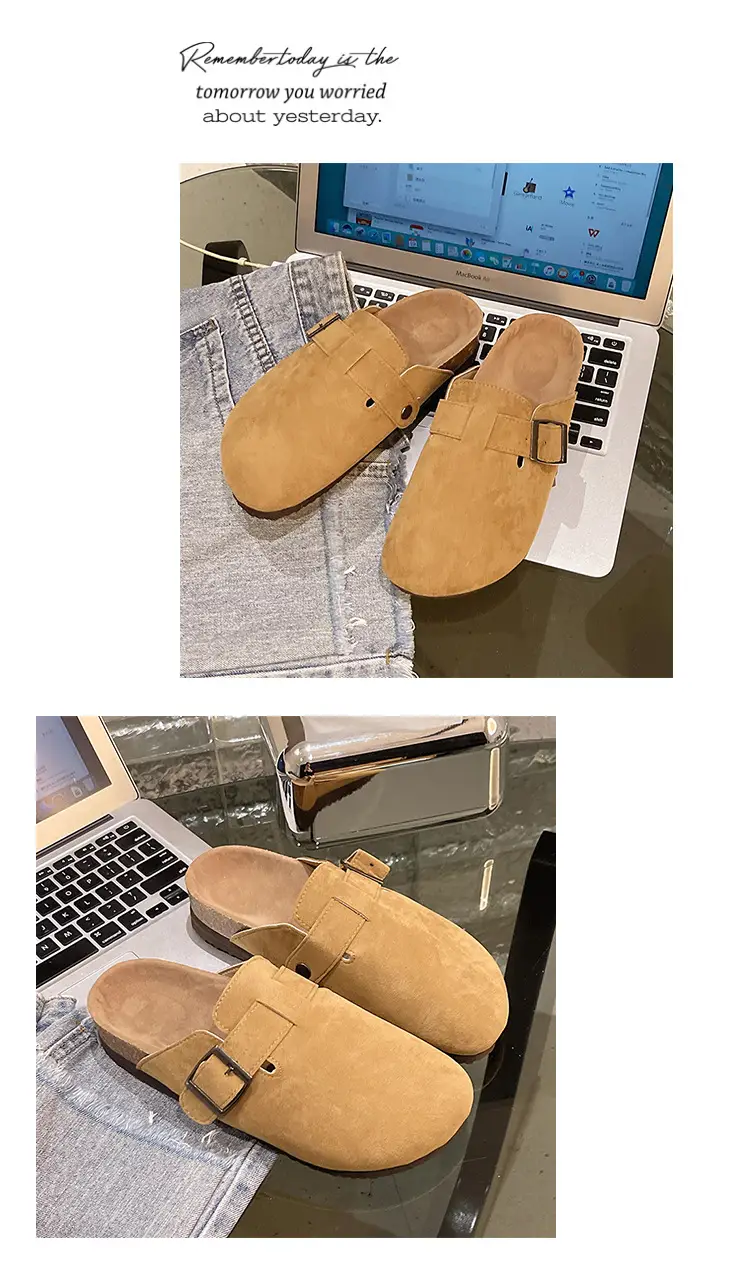 Slippers for Women 2025 Spring & Fall New Thick-Soled Belt Buckle Birkenstock Shoes Retro Heightening Thick-Soled Baotou Versatile Shoes — feature 10