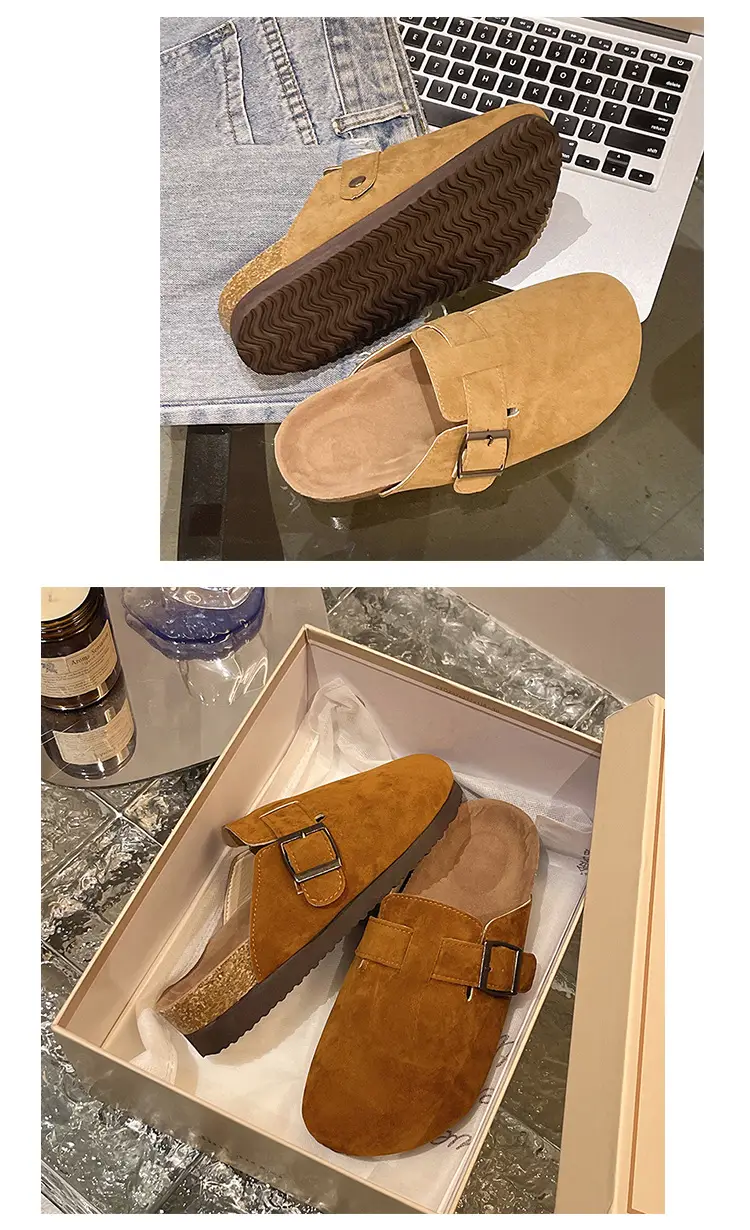 Slippers for Women 2025 Spring & Fall New Thick-Soled Belt Buckle Birkenstock Shoes Retro Heightening Thick-Soled Baotou Versatile Shoes — feature 11