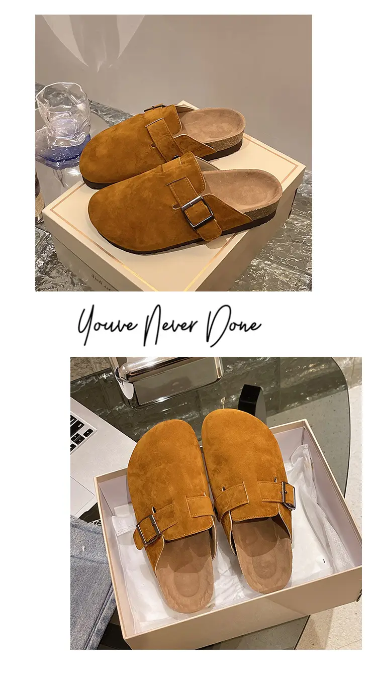 Slippers for Women 2025 Spring & Fall New Thick-Soled Belt Buckle Birkenstock Shoes Retro Heightening Thick-Soled Baotou Versatile Shoes — feature 12