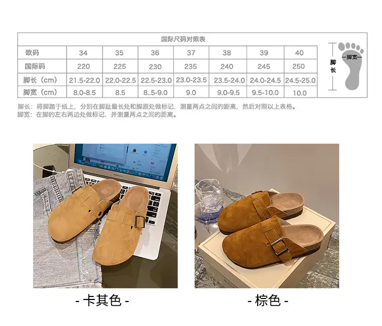 Slippers for Women 2025 Spring & Fall New Thick-Soled Belt Buckle Birkenstock Shoes Retro Heightening Thick-Soled Baotou Versatile Shoes — feature 2